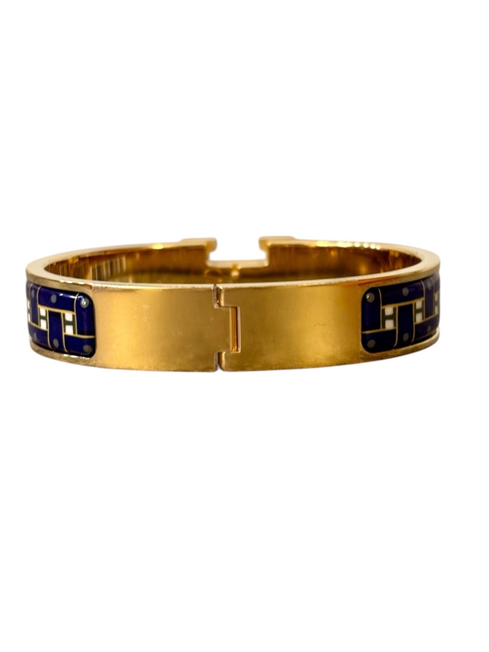 Hermès Clic H Son du H Marine Classique PM Enamel Bracelet Gold Rare - Picture 6 of 14